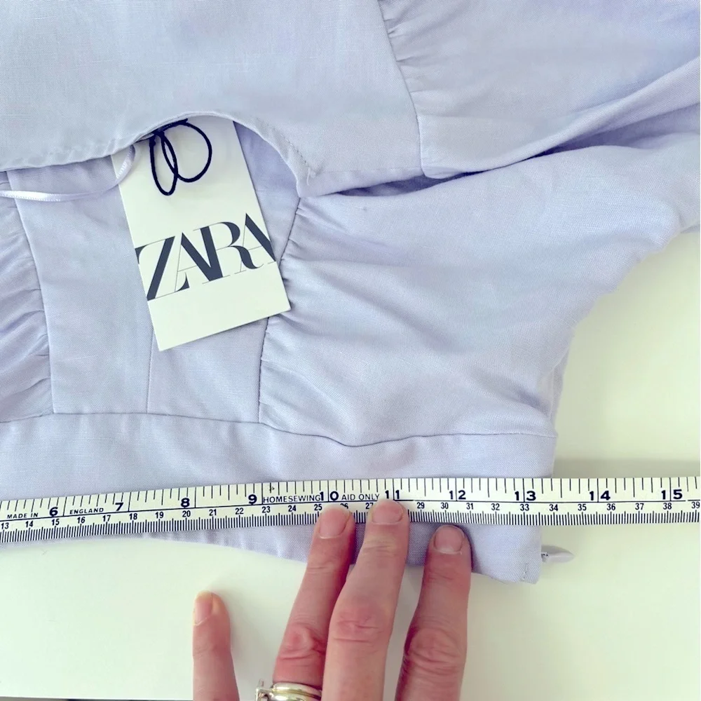 ZARA Women’s Y2K Linen Blend Dolman Sleeve Top Women’s XS Pastel Purple V-Neck - Picture 7 of 8